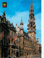 Belgique - Bruxelles - Brussels - Un Coin De La Grand'Place Avec L'Hôtel De Ville - Blasons - Carte Neuve - CPM - Voir S - Places, Squares