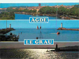 34 - Le Grau D'Agde - Multivues - Bateaux - Flamme Postale De Agde - CPM - Voir Scans Recto-Verso - Agde