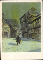 Artiste CPA Walter Gemm, Halberstadt In Saxe Anhalt, Winternacht An Der Woort, Nachtwächter - Autres & Non Classés