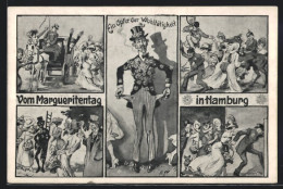 Künstler-AK Hamburg, Margueritentag 1911, Mann Im Anzug Voller Margaretenblüten  - Autres & Non Classés