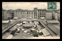 66 - PERPIGNAN - LE MARCHE COUVERT - AU VERSO CACHET FRANCOIS ULME, EPICERIE-POTERIE RUE POMPE DES POTIERS - Perpignan