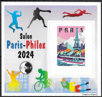 FRANCE BLOC CNEP 95a 2024 - NON DENTELE - Salon Paris - Philex 2024 - JO - CNEP