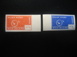 OXIA Island Orange + Blue 2 Imperforated Poster Stamp Vignette GREECE Label - Autres & Non Classés