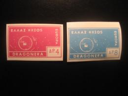 DRAGONERA Island Pink + Blue 2 Imperforated Poster Stamp Vignette GREECE Label - Autres & Non Classés