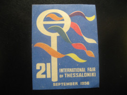 THESSALONIKI 1956 Int. Fair Poster Stamp Vignette GREECE Label Thessalonica Saloniki Salonika Salonica - Andere & Zonder Classificatie