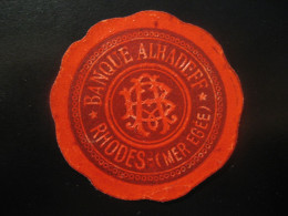 RHODES Mer Egee Banque Alhadeff Poster Stamp Vignette GREECE Label - Sonstige & Ohne Zuordnung