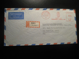 DUSSELDORF 1969 To New York USA Bankhaus Poensgen Marx Co Registered Meter Mail Cancel Cover GERMANY - Cartas & Documentos