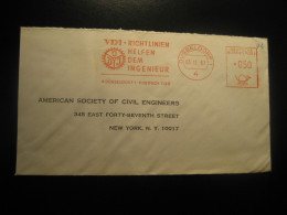 DUSSELDORF 1967 To New York USA VDI Guidelines Help The Engineer Meter Mail Cancel Cover GERMANY - Storia Postale