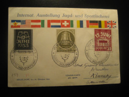 DUSSELDORF 1954 To Ronneby Sweden Hunting And Sport Fishing Cancel Card GERMANY - Storia Postale