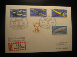 DRESDEN 1991 Europa Air Mail Set Plane Zeppelin Airship Registered Cancel Lilienthal 91 Cover GERMANY - Brieven En Documenten