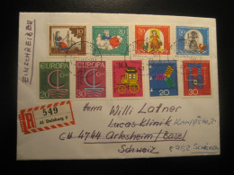 DUISBURG 1967 To Arlesheim Switzerland 9 Stamp Registered Cancel Cover GERMANY - Storia Postale