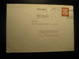 DUISBURG 1962 To Gravenwiesbach Tierpark Zoo Elephant Giraffe Cancel Cover GERMANY - Brieven En Documenten