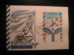 DRESDEN 1991 Menschen Flight Bloc Cancel Space Spatial Lilienthal 91 Card GERMANY - Brieven En Documenten