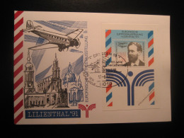 DRESDEN 1991 Menschen Flight Bloc Cancel Airplane Plane Lilienthal 91 Card GERMANY - Storia Postale