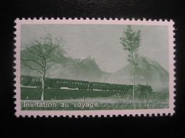 Invitation Au Voyage Train Railway Poster Stamp Vignette SWITZERLAND Label - Trains