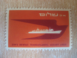 ZIM Newest Transatlantic Luxury Liner Ship Maritime Poster Stamp Vignette ISRAEL Label - Autres & Non Classés