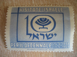 1958 1959 Visitate Israele ITALY Poster Stamp Vignette ISRAEL Label - Andere & Zonder Classificatie