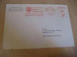 BREISACH AM RHEIN 1985 To Freiburg City Europa First Voting Municipality Meter Mail Europeism Cancel Cover GERMANY - Storia Postale