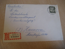 BREMEN 1965 To Hannover Registered Cancel Cover GERMANY - Storia Postale