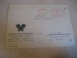 BREMEN 1948 To Heidelberg Deutsche Post Meter Mail Cancel Slight Fault Cover GERMANY - Covers & Documents