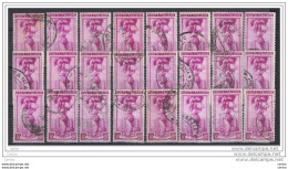 REPUBBLICA:  1950  LAVORO  R. -  £. 30  LILLA-ROSA  US. -  RIPETUTO  24  VOLTE  -  SASS. 644 - 1946-60: Used