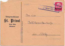 37332# HINDENBURG LOTHRINGEN LETTRE Obl ST PRIVAT WESTMARK 4 Septembre 1941 SAINT MOSELLE METZ - Covers & Documents