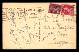 OBLITERATION MECANIQUE - LILLE - TENTEZ  LA CHANCE LOTERIE NATIONALE SUR AFFRANCHISSEMENT MIXTE BELGIQUE-FRANCE - Mechanical Postmarks (Other)