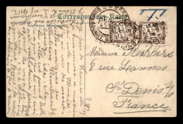 CARTE TAXEE - 2 TIMBRES A 10 CTS SUR CARTE VENANT D'AUTRICHE (WIEN - RATHAUSTURM) LE 4.6.1909 - 1859-1959 Briefe & Dokumente