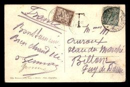 CARTE TAXEE - 1 TIMBRE A 10 CTS SUR CARTE VENANT D'ITALIE (SAN REMO - PANORAMA) - 1859-1959 Briefe & Dokumente