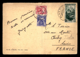 CARTE TAXEE - 1 TIMBRE 1 FR ET 1 TIMBRE 5 FRS SUR CARTE VENANT D'ITALIE - 1859-1959 Briefe & Dokumente