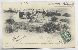 ALGERIE CARTE GRANDES MANOEUVRES 5C BLANC AU RECTO CONVOYEUR BENI MANCOUR A ALGER 14 FEVR 07 - Spoorwegpost