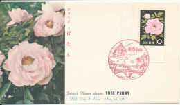 Japan FDC 25-5-1961 Flora Tree Peony With Cachet - FDC