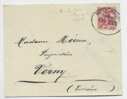 GERMANY GERMANIA 10C LETTRE AMBULANT METZ PAGNY BAHNPOST 19.2.05  POUR VERNY LORRAINE - Railway Post