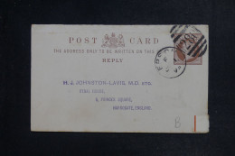 ROYAUME UNI - Entier Postal Réponse De Epsom Pour Harrogate En 1893 - L 153141 - Entiers Postaux