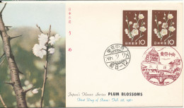 Japan FDC 28-2-1961 Flora Plum Blossoms With Cachet - FDC