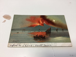 Italy PPC Napoli Vesuvio In Eruzione (26 Aprile 1872) Maximum Frontside Stamp Ambulant AMB. POTENZA - ROMA 1900  France - Napoli (Napels)