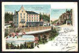 Lithographie Altenberg, Hotel Altenberg, Münsterthal I. E., Nebelmeer, Schlucht  - Autres & Non Classés