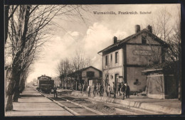 CPA Warmeriville, La Gare Von Der Gleisseite  - Autres & Non Classés