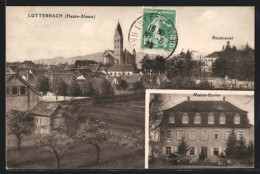 CPA Lutterbach /Haute-Alsace, Mairie-Ecoles, Vue Générale & Pensionat  - Autres & Non Classés
