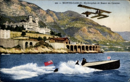 CPA Monte-Carlo Monaco, Wasserflugzeug Und Rennfahrer Im Rennen - Altri & Non Classificati