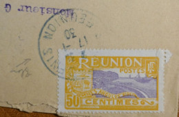 K31 ILE DE LA REUNION   LETTRE COMPLETE 50C CACHET BLEU   1930 ST DENIS A PARIS FRANCE  ++AFF. BLEU INTERESSANT++ - Lettres & Documents