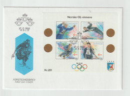 Norway FDC 1992 Norwegian Gold Medal Winners In Olympic Games Souvenir Sheet. Postal Weight 0,040 Kg. Please Read Sales - FDC