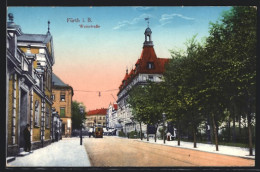 AK Fürth I. B., Synagoge, Strassenbahn In Der Weinstrasse  - Judaika