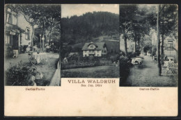 AK Karlsruhe, Villa Waldruh, Bes. Joh. Dürr, Gartenpartie  - Karlsruhe