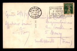 SUISSE - OBLITERATION MECANIQUE "37EME EXPOSITION D'HORTICULTURE GENEVE 4-10 SEPTEMBRE 1929" -  GENEVE 1 31.8.1929 - Marcofilie