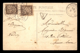 CARTE TAXEE - 2 TIMBRES TAXE A 10 CENTIMES SUR CARTE OBLITEREE A ST-AUBIN-SUR-AIRE (MEUSE) - 1859-1959 Brieven & Documenten