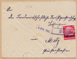 37346# HINDENBURG LOTHRINGEN LETTRE Obl SCHALBACH 6 Octobre 1941 MOSELLE METZ - Brieven En Documenten