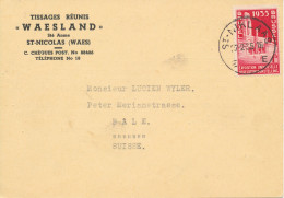 Belgium Carte Postale Sent To Switzerland St. Niklaas 27-2-1935 - Briefe U. Dokumente