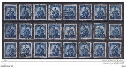 REPUBBLICA:  1945/48  DEMOCRATICA  -  £. 5  AZZURRO  US. -  RIPETUTO  24 VOLTE  -  SASS. 555 - 1946-60: Used