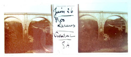 Juin 1926 - Près Laruns - Viaduc - Plaque De Verre En Stéréo - Taille 44 X 107 Mlls - Glass Slides